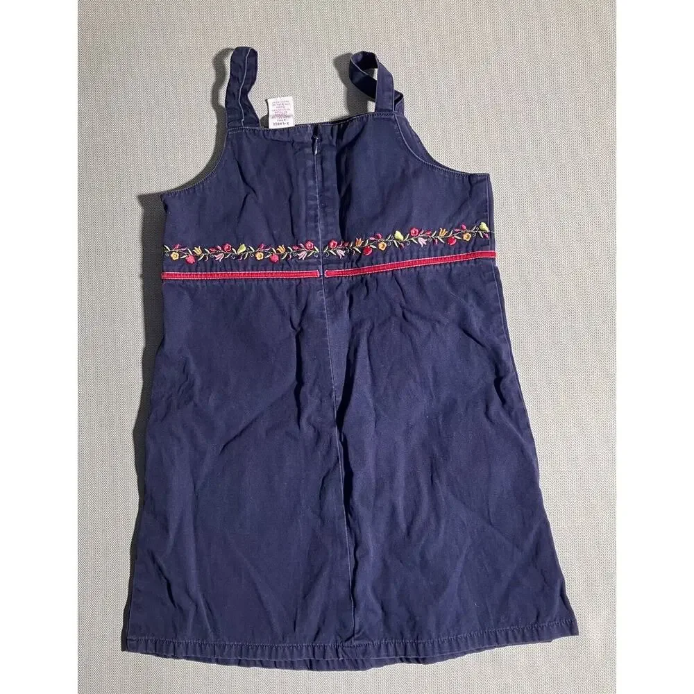 Gymboree Girls Size 6 Vintage Apple For‎ The Teacher Navy Blue Jumper Dress 2002